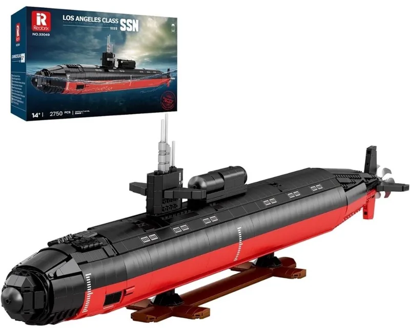 Reobrix 33049 SSN Submarine XL mega bouwset | WW2 Army Onderzeeër constructie modelbouw | Creator educatief militair & leger speelgoed bouwpakketten voor kinderen & volwassenen | DIY duik boot geschikt voor Lego | Bouwdoos met 2750 bloks by Reobrix in Army Onderzeeër: Los Angeles-class SSN Submarine XL – product photo