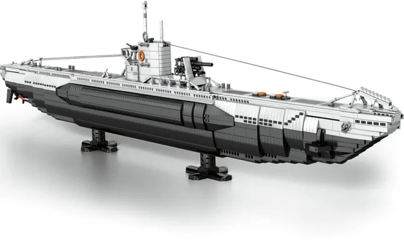Reobrix 33050 U-Boat Submarine XL mega bouwset | WW2 Army Onderzeeër constructie modelbouw | Creator educatief militair & leger speelgoed bouwpakketten voor kinderen & volwassenen | DIY duik boot geschikt voor Lego | Bouwdoos met 3624 bloks by Reobrix in Army Onderzeeër: U-Boat Submarine XL – product photo