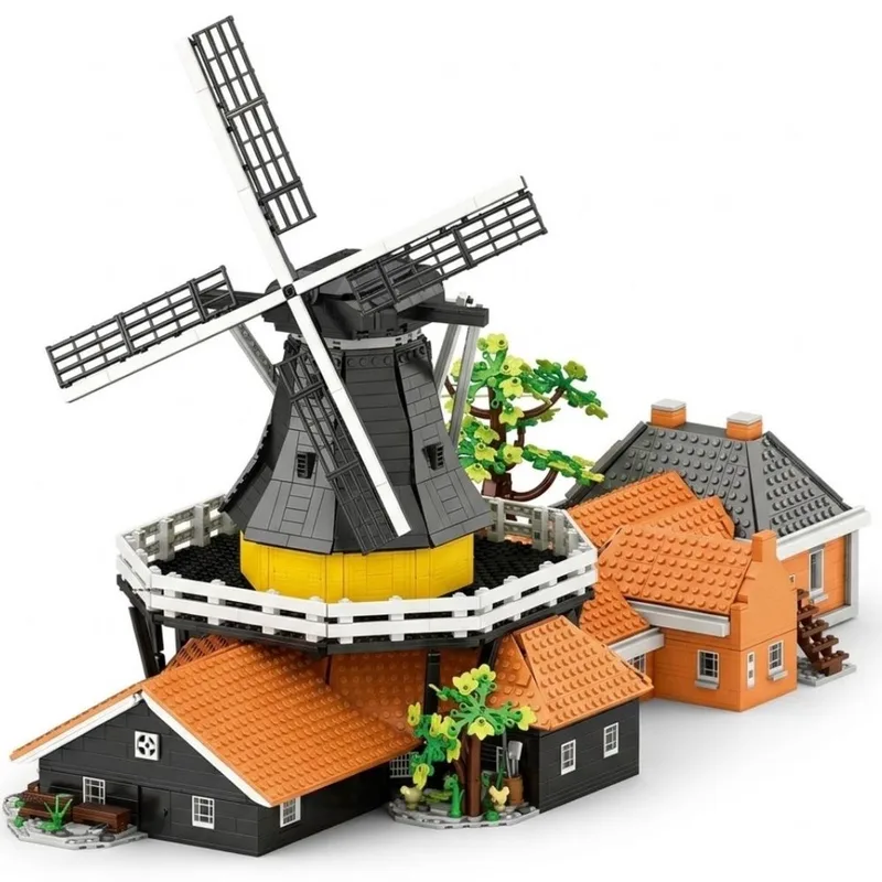 Reobrix 55019 Windmolen mega bouwset | Nederlands icons modelbouw | Creator expert architecture bouwpakket | Technische speelgoed ideas voor volwassenen & kinderen | Bloemen park molen van Twente | Souvenirs holland | Geschikt voor Lego | 4801 bloks by Reobrix in Architecture – XXL Pelmolen van Twente – product photo