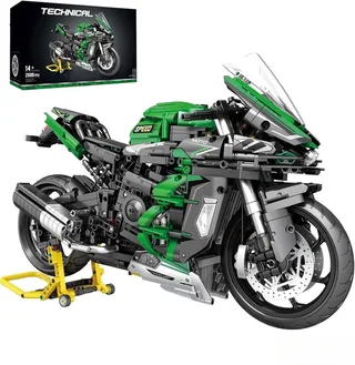 Reobrix 570 H2 SX SE 1:5 XL High Speed Motorcycle bouwset | Classic motorfiets modelbouw | Educatief creator constructie speelgoed bouwpakketten voor kinderen & volwassenen | Racer champion set geschikt voor Lego | Bouwdoos met 2088 bouwstenen de Reobrix en City – Motorfiets Kawasaki Ninja Groen – photo du produit 1 sur 5