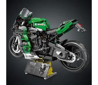 Reobrix 570 H2 SX SE 1:5 XL High Speed Motorcycle bouwset | Classic motorfiets modelbouw | Educatief creator constructie speelgoed bouwpakketten voor kinderen & volwassenen | Racer champion set geschikt voor Lego | Bouwdoos met 2088 bouwstenen de Reobrix en City – Motorfiets Kawasaki Ninja Groen – photo du produit 3 sur 5
