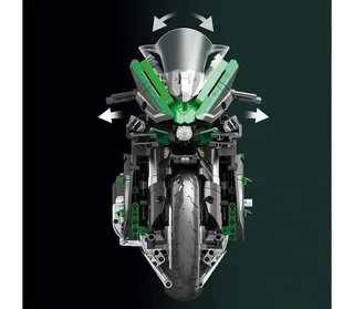 Reobrix 570 H2 SX SE 1:5 XL High Speed Motorcycle bouwset | Classic motorfiets modelbouw | Educatief creator constructie speelgoed bouwpakketten voor kinderen & volwassenen | Racer champion set geschikt voor Lego | Bouwdoos met 2088 bouwstenen de Reobrix en City – Motorfiets Kawasaki Ninja Groen – photo du produit 5 sur 5