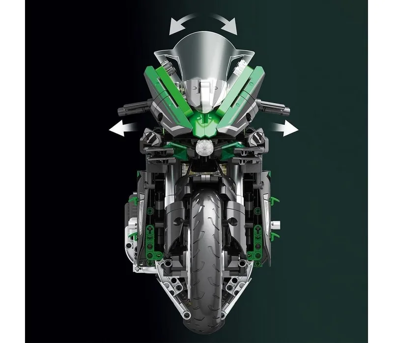 Reobrix 570 H2 SX SE 1:5 XL High Speed Motorcycle bouwset | Classic motorfiets modelbouw | Educatief creator constructie speelgoed bouwpakketten voor kinderen & volwassenen | Racer champion set geschikt voor Lego | Bouwdoos met 2088 bouwstenen de Reobrix en City – Motorfiets Kawasaki Ninja Groen – photo du produit 5 sur 5