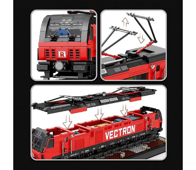 Reobrix 66019 Vectron trein retro classic bouwset | Locomotief city miniatuur modelbouw | Technische educatief creator speelgoed ideas bouwpakketten voor expert volwassenen & kinderen | Niet geschikt voor Lego rails | Bouwdoos met 1889 bouwstenen de Reobrix en City – Vectron Trein – photo du produit 4 sur 5