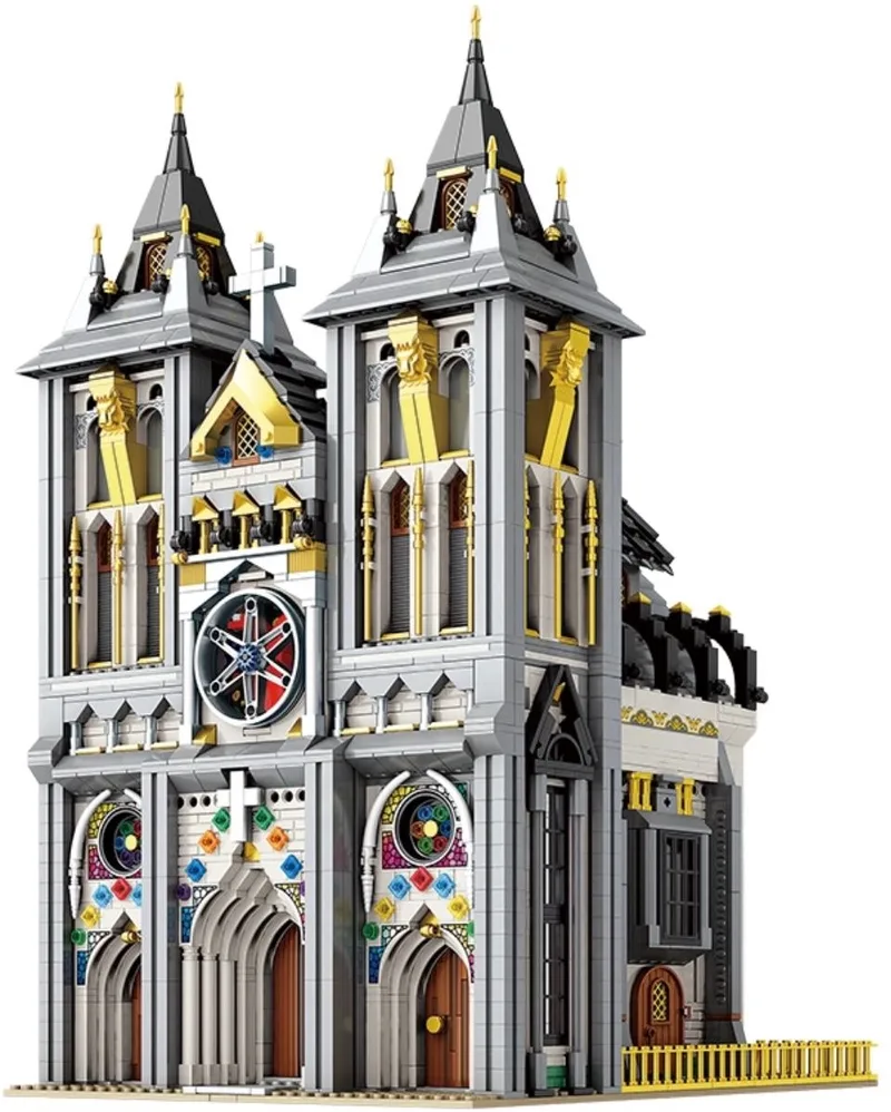 Reobrix 66027 Icons Kerk XXL Mega bouwset incl. verlichtingen | Classic Creator Modular Building | Expert Architecture Modelbouw | Geschikt voor Lego | Educatief speelgoed voor volwassenen & kinderen | Christelijke cadeaus | Bouwdoos met 3468 bloks by Reobrix in Architecture – XXL Mega Kerk – product photo