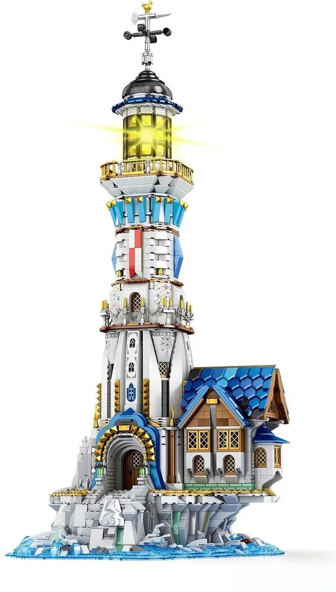 Reobrix 66028 Middeleeuwse Vuurtoren bouwset incl. verlichtingen | Classic Creator Modular Building | Expert Architecture Modelbouw | Geschikt voor Lego | Educatief Speelgoed voor volwassenen & kinderen | Bouwdoos met 2966 bouwstenen by Reobrix in Architecture – Middeleeuwse Vuurtoren – product photo