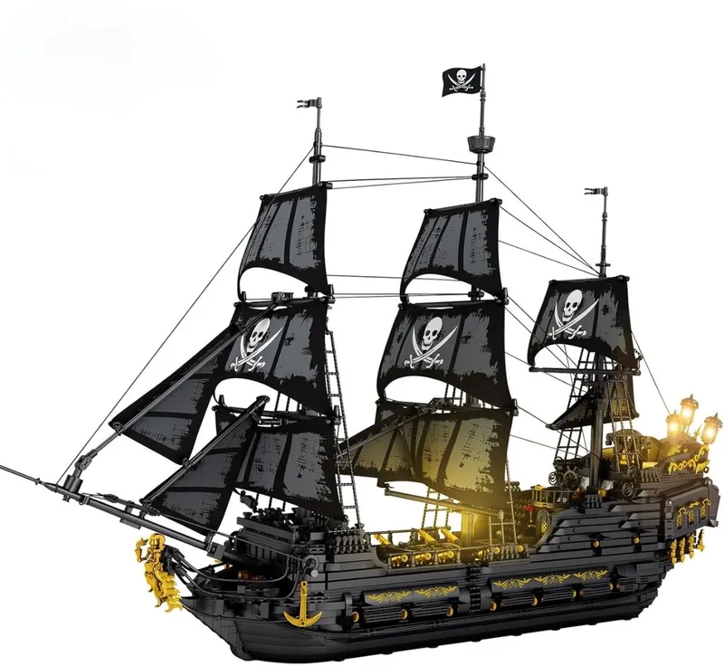 Reobrix 66036 Black Pearl XL Ship of the Pirates mega bouwset | Caribbean Adventure Modelbouw | Educatief Creator STEM piratenschip speelgoed bouwpakketten voor kinderen & volwassenen | DIY piraten boot geschikt voor Lego | Bouwdoos 4304 bloks by Reobrix in Boten – Black Pearl XL – product photo