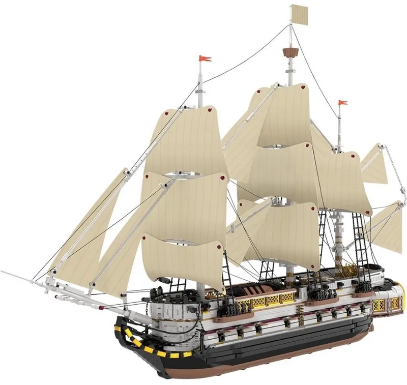 Reobrix 66048 Endeavor Ship of the Pirates mega bouwset | Black Pearl destroyer | Caribbean Adventure Modelbouw | Creator piratenschip speelgoed boot bouwpakketten voor volwassenen | DIY piraten boot geschikt voor Lego | Bouwdoos 3555 bloks by Reobrix in Boten – Endeavor – product photo