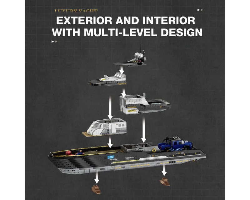 Reobrix 66103 Classic Yacht Ship XL mega bouwset | Luxe jacht boot constructie modelbouw | Creator educatief speelgoed bouwpakketten voor kinderen & volwassenen | DIY jachtboot | Bouwdoos met 4421 bloks de Reobrix en Boten – Luxury Yacht Ship – photo du produit 2 sur 5