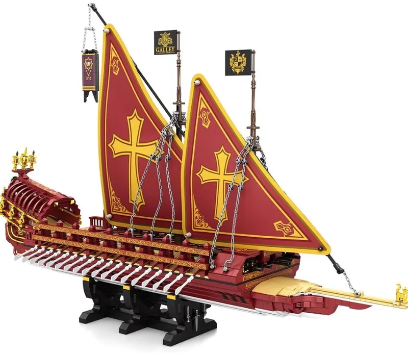 Reobrix 66105 Galleass oorlogschip bouwset | War of Gods Adventure | Classic Creator STEM ridders boot speelgoed technisch icons bouwpakket voor kinderen en volwassenen | Boat of the warriors | Geschikt voor Lego | Bouwdoos met 3387 bouwstenen by Reobrix in Boten – Galleass Warship – product photo
