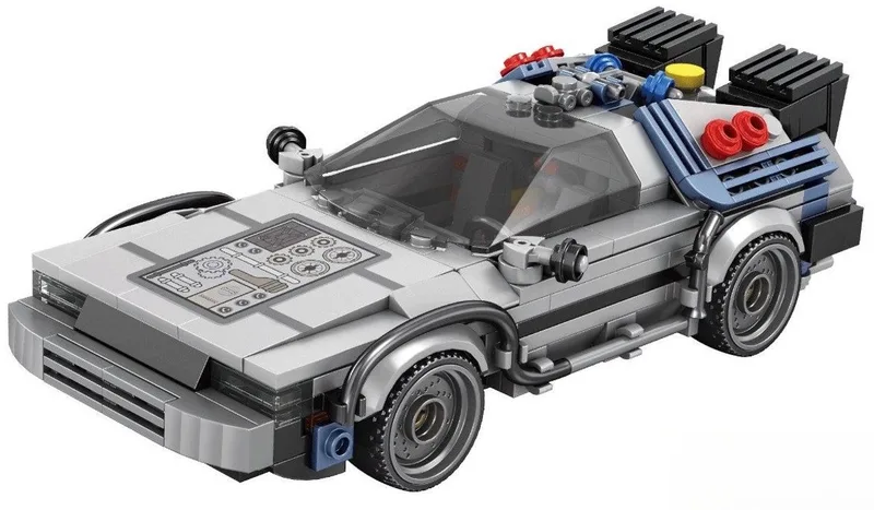 Reobrix 665 Future DMC Delorean Timemachine bouwset | City fast champions adventure | Creator classic motor bouwpakket | Technic speelgoed ideas voor volwassenen | Icons furious speed auto | Technische bouwdoos met 405 bloks by Reobrix in Auto geschikt voor lego – product photo
