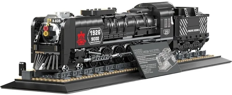 Reobrix 66801 Stoom trein retro classic bouwset | Locomotief miniatuur modelbouw | Technische educatief creator speelgoed ideas bouwpakketten voor expert volwassenen & kinderen | Niet geschikt voor Lego rails | Bouwdoos met 1546 bouwstenen van Reobrix in City – Stoom Trein – productfoto
