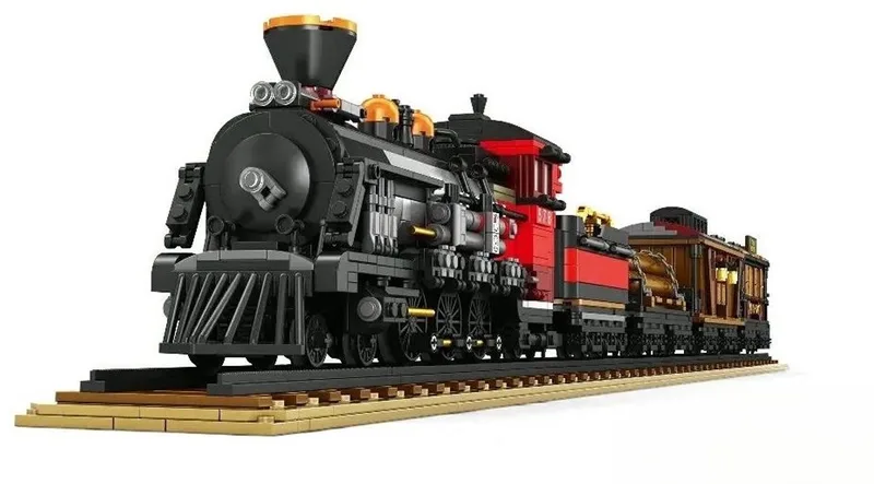 Reobrix 66806 Western Vintage trein mega bouwset | Locomotief trein miniatuur modelbouw | Technische educatief creator speelgoed ideas bouwpakketten voor expert volwassenen & kinderen | Niet geschikt voor Lego rails | Bouwdoos met 2851 bouwstenen van Reobrix in City – Norfolk And Western 578 Trein – productfoto