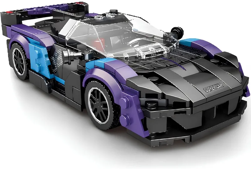 Reobrix 679 McLaren Saber bouwset | City fast champions adventure | Creator classic motor bouwpakket | Technic speelgoed ideas voor volwassenen | Icons furious speed auto geschikt voor lego | Technische bouwdoos met 390 bouwstenen van Reobrix in Racing: 1:24 McLaren Saber – productfoto