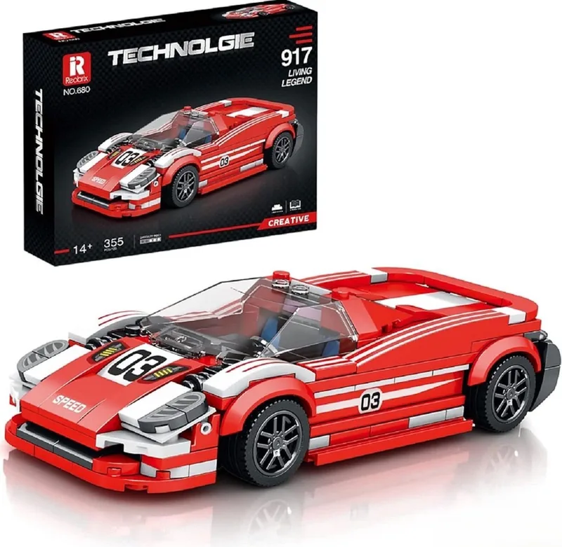 Reobrix 680 - raceauto - sportwagen - rood - 355 onderdelen - 6+ van Reobrix in Rood, zwart – productfoto