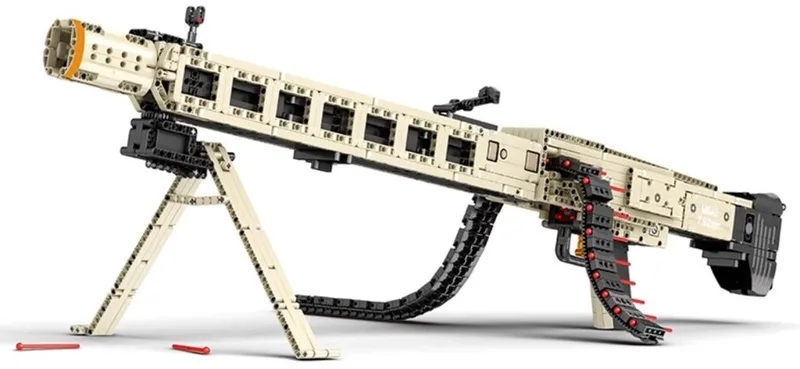 Reobrix 77006 MG42 Battlefield Machine Gun 1:1 bouwset | DIY WW2 army geweer modelbouw | Creator classic motor guns bouwpakket | Technische Educatief militair & leger speelgoed voor volwassenen | Bouwblokken pistool set | Bouwdoos met 1886 bouwstenen van Reobrix in Army guns: MG42 Automaat Machine Geweer – productfoto