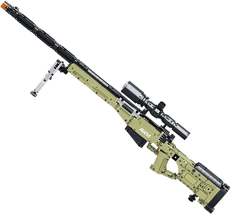 Reobrix 77026 AWM Battlefield Sniper Rifle bouwset | DIY WW2 army pistool geweer modelbouw | Creator classic motor guns bouwpakket | Technische Educatief militair & leger speelgoed voor volwassenen | Geschikt voor Lego | Bouwdoos met 1336 bouwstenen van Reobrix in Army guns: Super Magnum AWM Sniper – productfoto