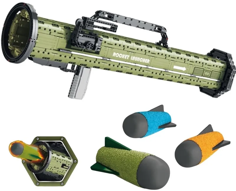Reobrix 77027 AT-4 Bazoeka mega bouwset | WW2 army pistool modelbouw | Creator classic battlefield guns bouwpakket | Technische Educatief militair & leger speelgoed voor volwassenen | Kogels niet geschikt voor Lego technic | Bouwdoos met 1748 bloks van Reobrix in Army guns: M136 Grenade Launcher – productfoto