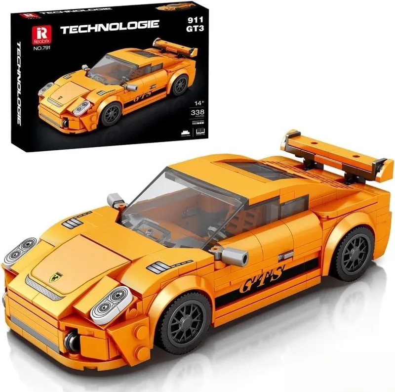 Reobrix 791 Porsche 911 GT3 RS 1:24 bouwset | City fast champions adventure | Creator classic motor bouwpakket | Technic speelgoed ideas voor volwassenen | Icons furious speed auto geschikt voor lego | Technische bouwdoos met 318 bouwstenen van Reobrix in Racing: 1:24 Porsche 911 GT3 RS – productfoto