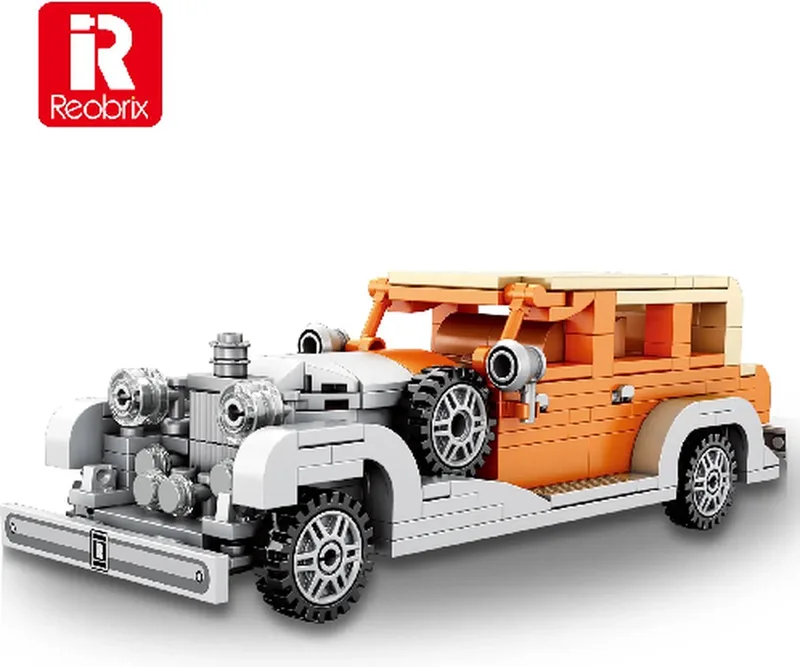 Reobrix 810 - car - klassieke auto - auto speelgoed - 304 pcs van Reobrix in Oranje – productfoto