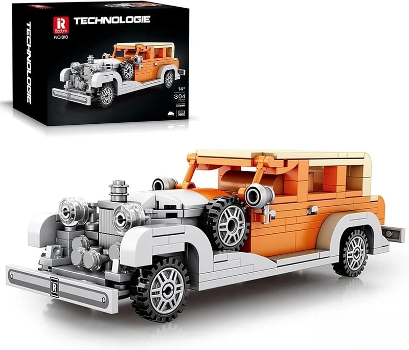 Reobrix 810 Rolls-Royce Phantom II bouwset | City fast champions adventure | Creator classic motor bouwpakket | Technic speelgoed ideas voor volwassenen | Icons furious speed auto geschikt voor lego | Technische bouwdoos met 304 bouwstenen van Reobrix in Racing: 1:24 Rolls Royce Phantom II – productfoto