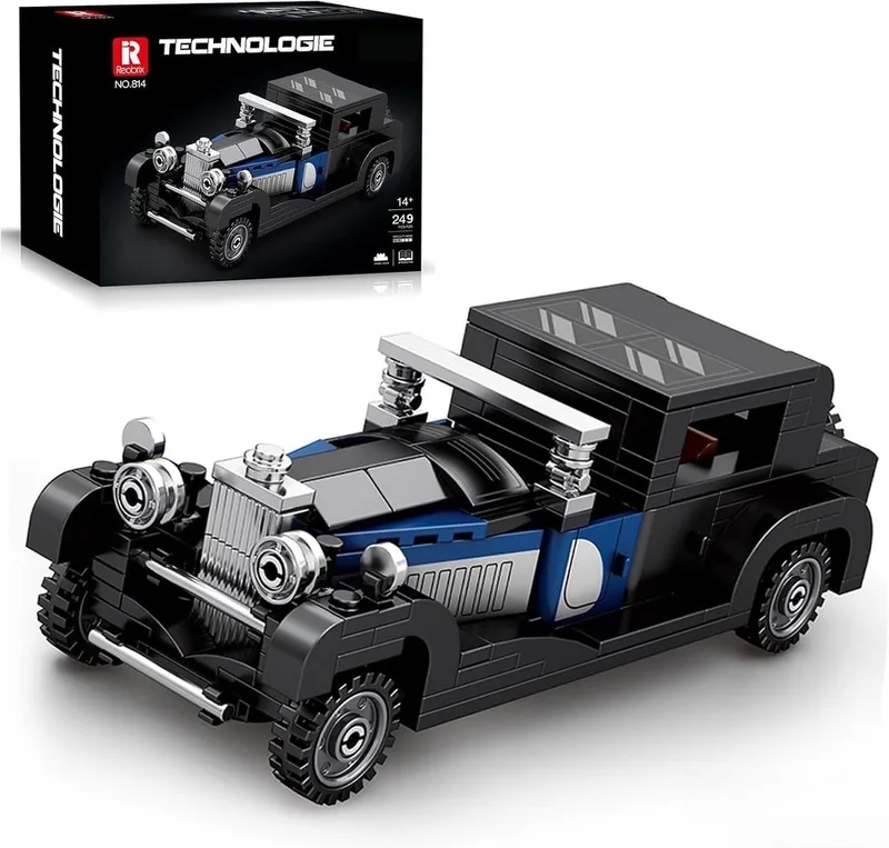 Reobrix 814 Bugatti Type 41 Royale bouwset | City fast champions adventure | Creator classic motor bouwpakket | Technic speelgoed ideas voor volwassenen | Icons furious speed auto | geschikt voor lego | Technische bouwdoos met 249 bouwstenen van Reobrix in Racing: 1:24 Bugatti Type 41 Royale – productfoto