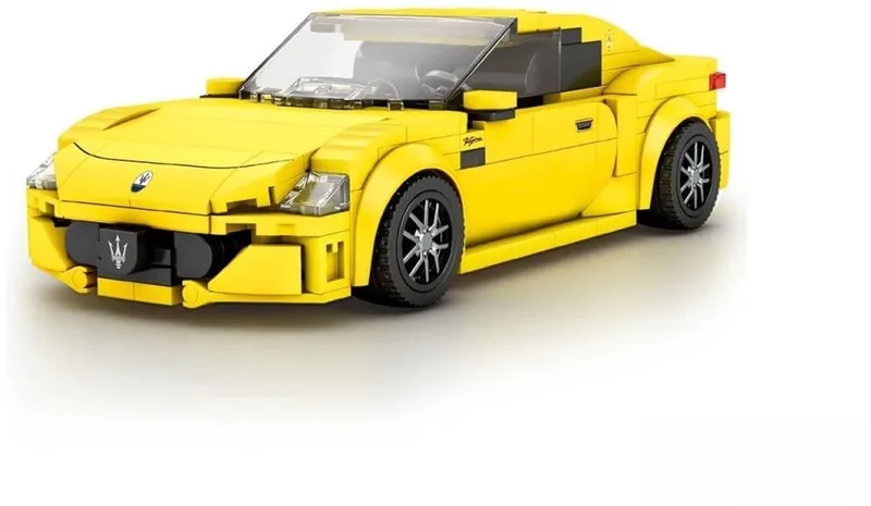 Reobrix 823 GranTurismo Maserati geel bouwset | City fast champions adventure | Creator classic motor bouwpakket | Technic speelgoed ideas voor volwassenen | Icons furious speed auto geschikt voor lego | Technische bouwdoos met 384 bouwstenen van Reobrix in Racing: 1:24 Maserati GranTurismo yellow – productfoto