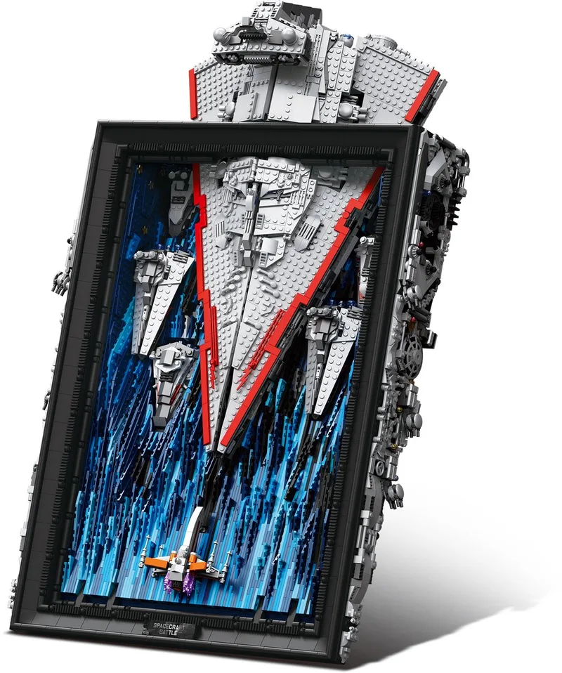 Reobrix 99007 Millennium Star Wall art bouwset | Space wars constructie modelbouw | Educatief ruimte militair & leger speelgoed bouwpakketten voor kinderen & volwassenen | DIY Wanddecoratie schilderij geschikt voor Lego | Bouwdoos met 5964 bouwstenen de Reobrix en Space Wars – Wall Art Space Battle – photo du produit