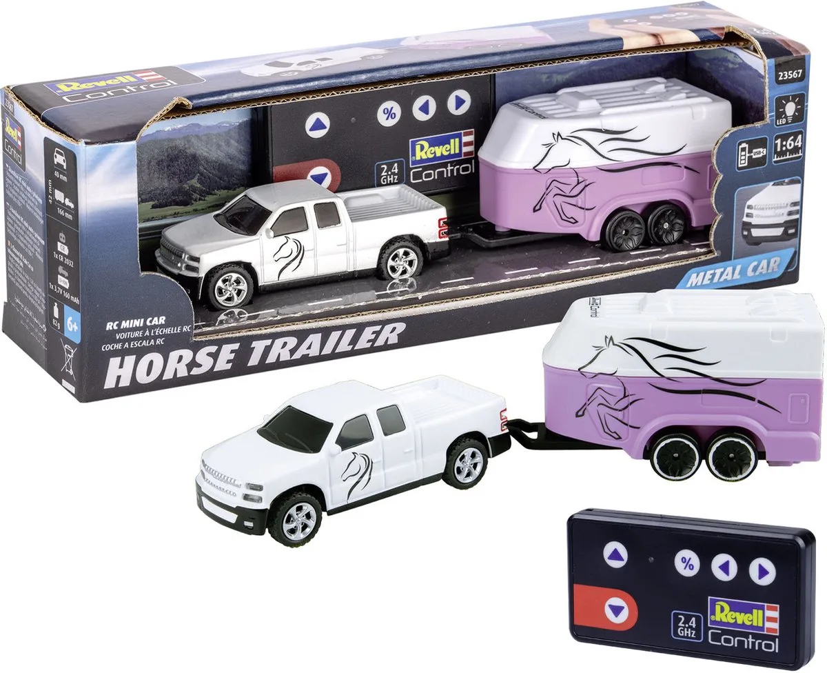 RC voertuig - 23567 RC Pickup Auto met Paarden Trailer RC Model Kant en Klaar - 1:64 van Revell in Meerkleurig – productfoto