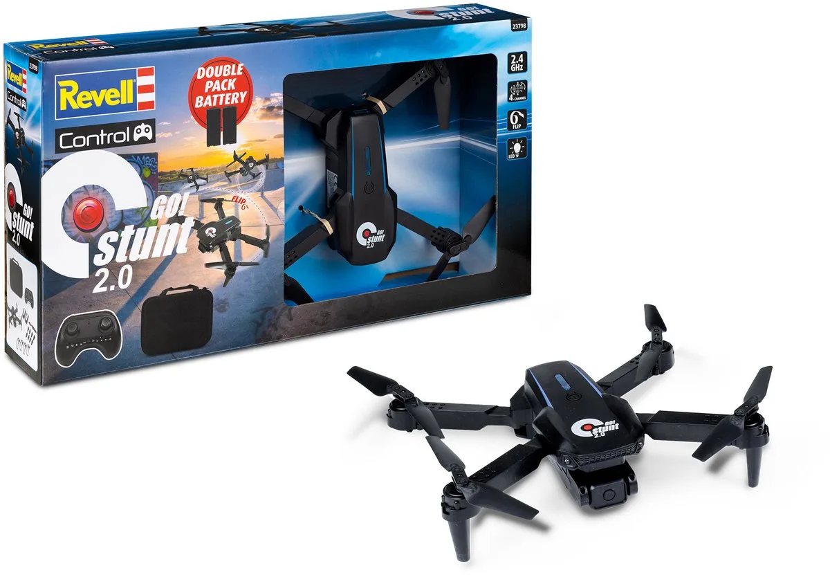 RC voertuig - 23798 RC Drone - GO! Stunt 2.0 - Quadrocopter - 2,4 GHz RC Model Kant en Klaar de Revell en Noir – photo du produit