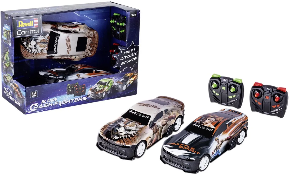 RC voertuig - 24593 RC Auto Set - Crash Fighters - 2 Auto#039 - 2,4GHz RC Model Kant en Klaar - 1:18 de Revell en Multicolore – photo du produit