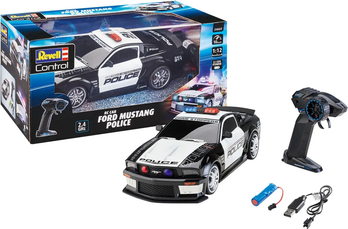 RC voertuig Auto - 24665 RC Car Ford Mustang Police RC Model Kant en Klaar - 1:12 Bestuurbare Auto van Revell in Meerkleurig – productfoto