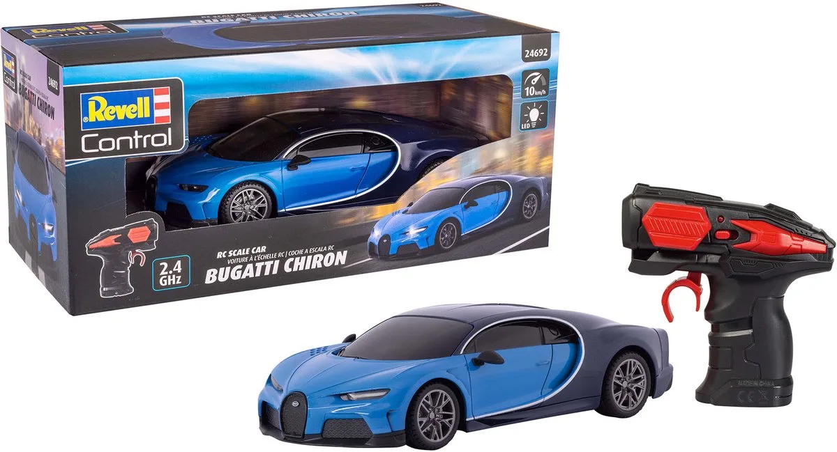 Control 24692 Bugatti Chiron 1:24 Véhicule RC débutant électrique Voiture de sport de Revell en Bleu – photo du produit