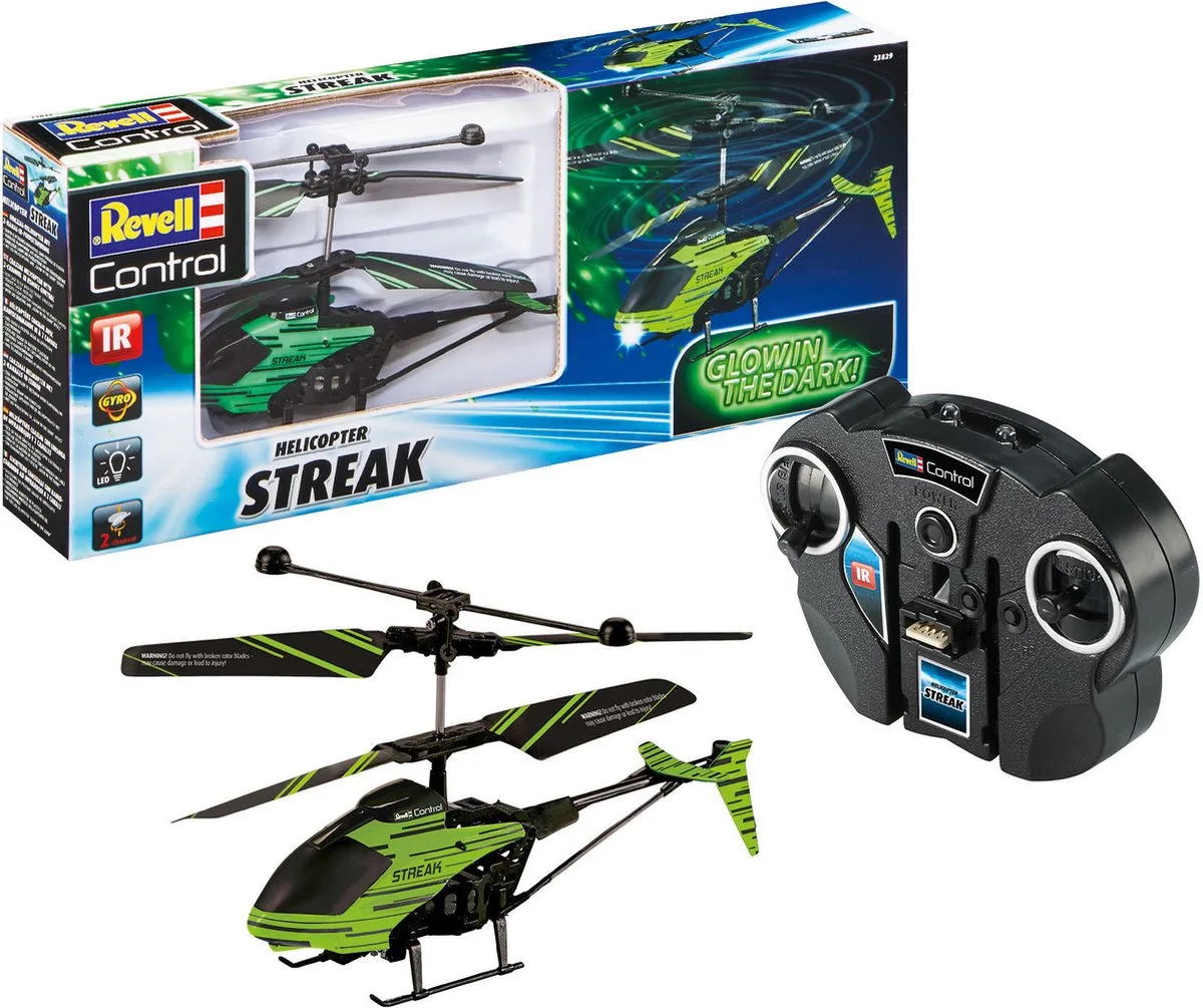 RC voertuig Helikopters - 23829 RC Helicopter - Streak - Glow in the dark RC Model Kant en Klaar fra Revell i Flerfarvet – produktbillede