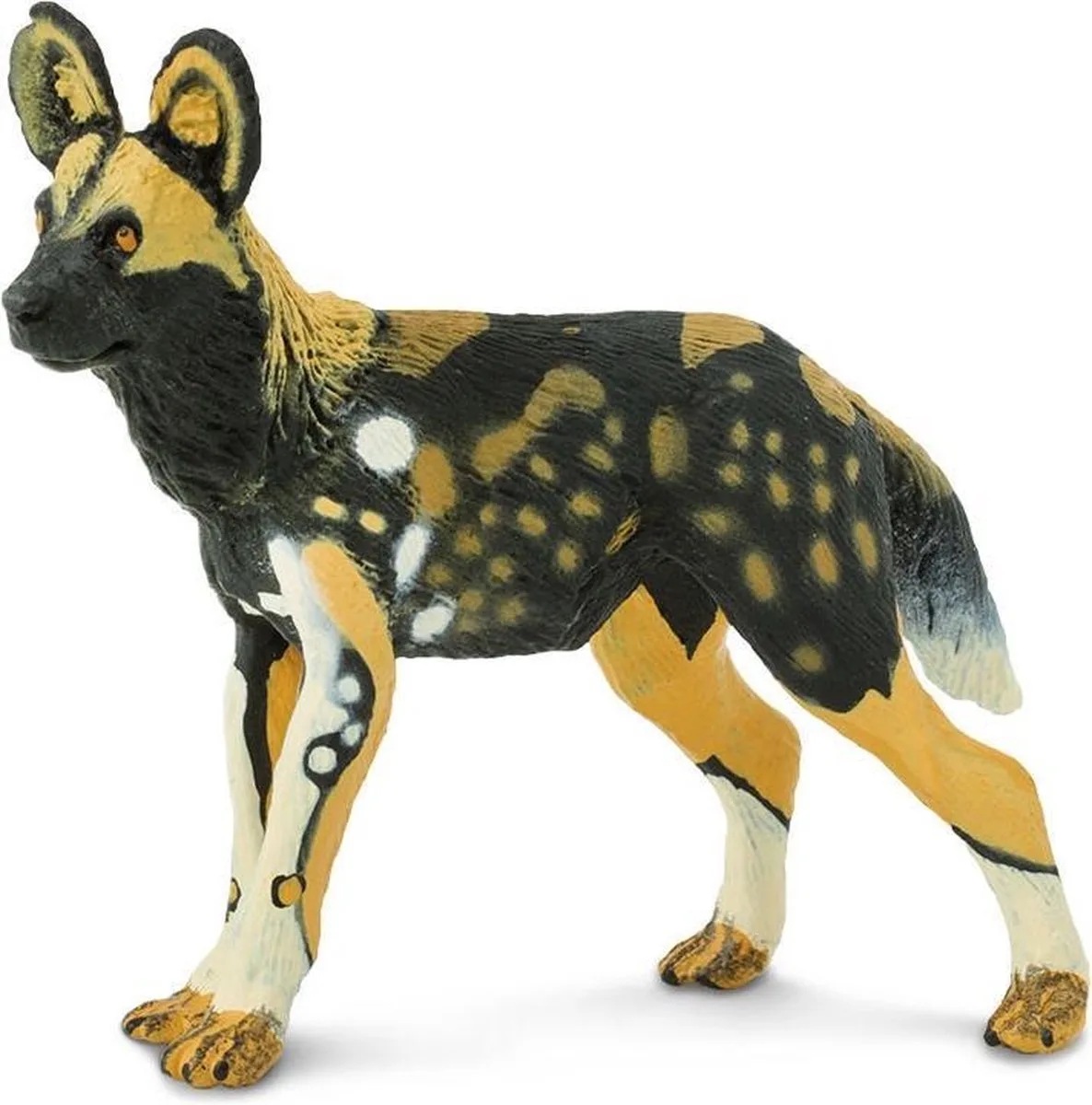 Afrikaanse Wilde Hond Junior 9 Cm Rubber Zwart/wit/bruin von Safari Ltd in Schwarz – Produktfoto