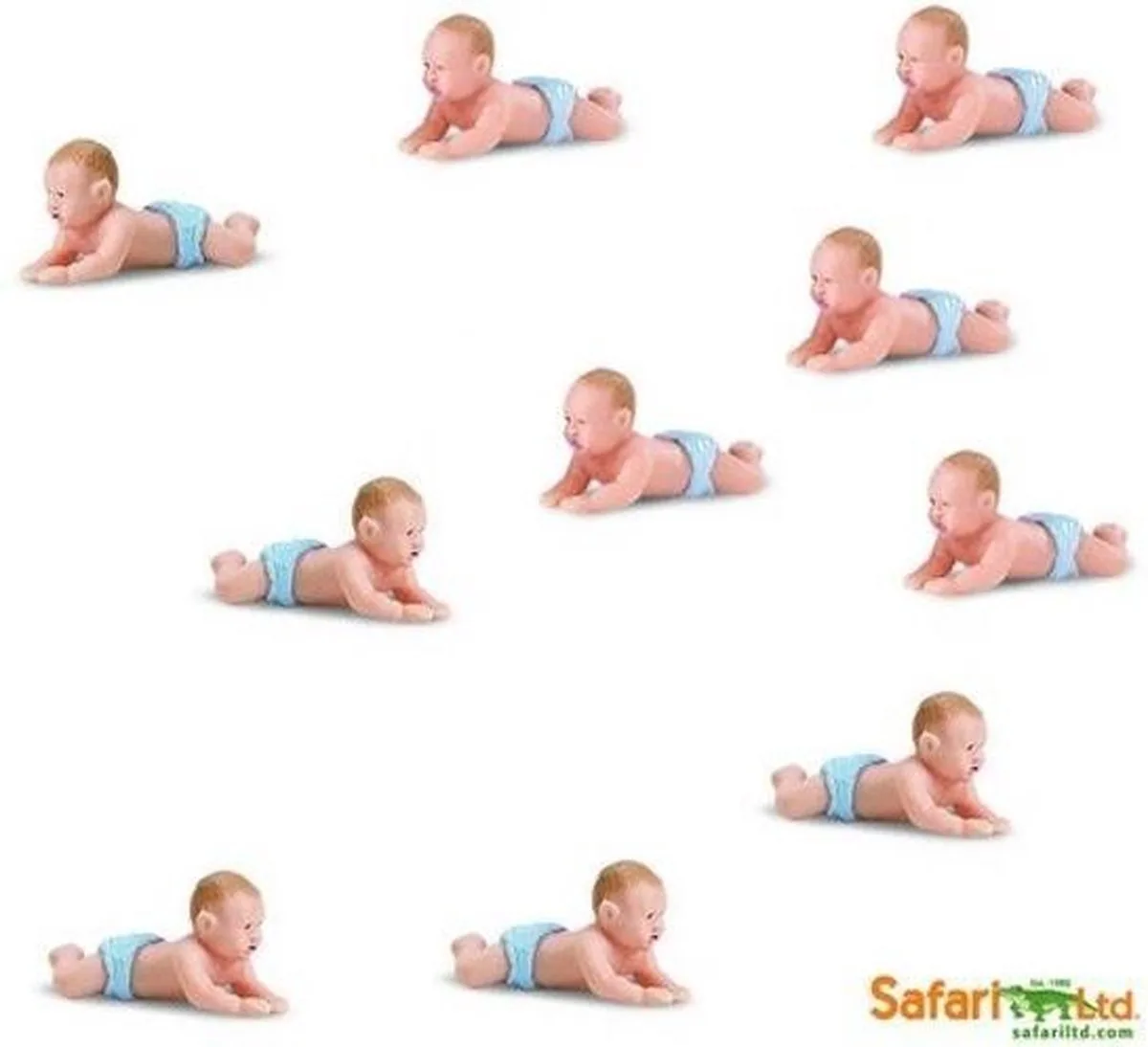 Good Luck Mini Figuren - jongens Baby/Babies - 10 stuks Blauwe luier - 1-2 cm - gender reveal van Safari Ltd in Blauw – productfoto
