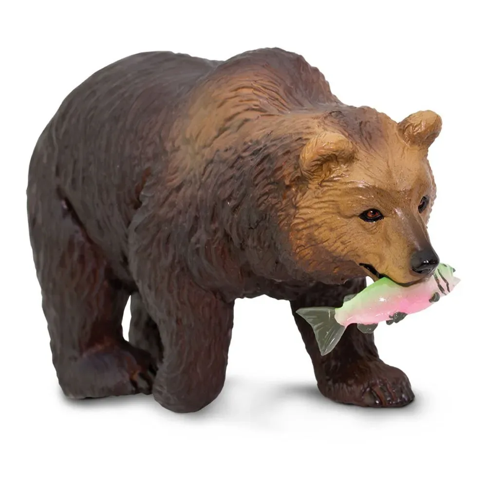 Figur Af Grizzlybjørn Med Fisk fra Safari Ltd – produktbillede
