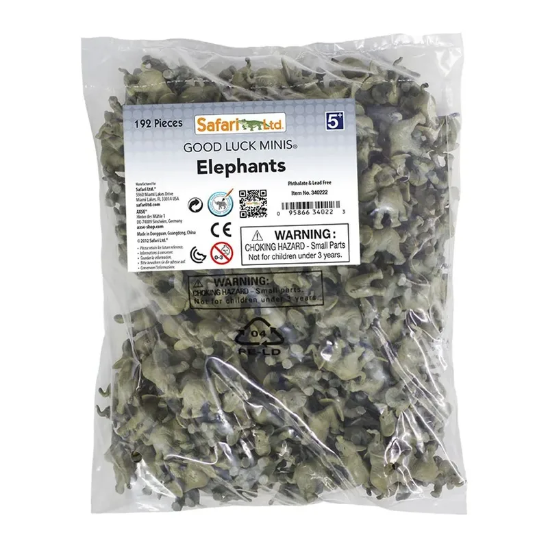 Lucky Mini's/ geluksmini's olifanten 10 stuks (ca 1-2 cm) de Safari Ltd en Gris – photo du produit 3 sur 3