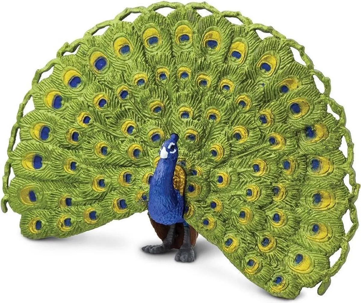 Speeldier Pauw 10,3 Cm Blauw/groen de Safari Ltd en Bleu – photo du produit