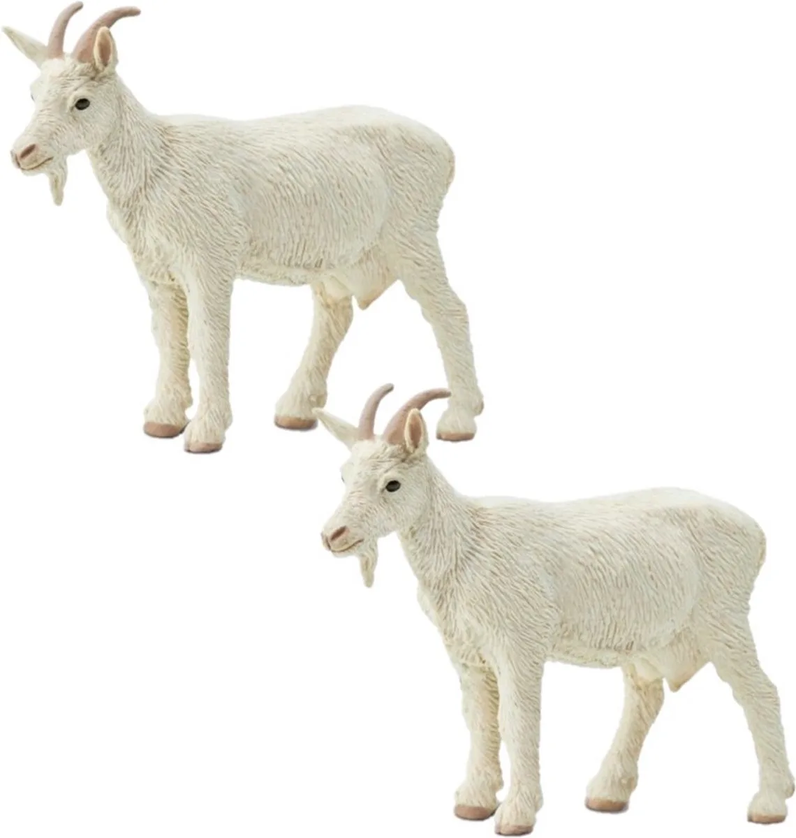Speelgoed geit - Set van 2x stuks - boerderij dieren - 8 cm - speel figuur - wit - PVC van Safari Ltd in Meerkleurig – productfoto