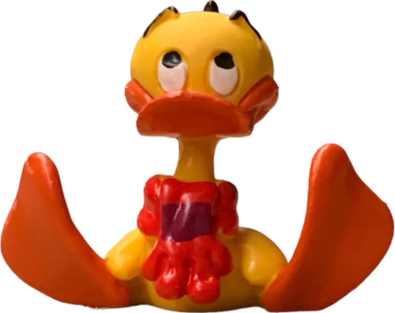 Alfred Jodocus Kwak zittend – licht beduusd – Schleich figuurtje – ca. 6 cm von Schleich in Geel oranje oranje – Produktfoto