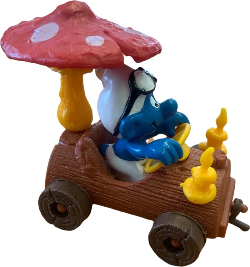 De smurfen - Smurf in paddestoel auto - oldtimer - 40232 - Schleich de Schleich en Blauw, rood, geel en wit – photo du produit