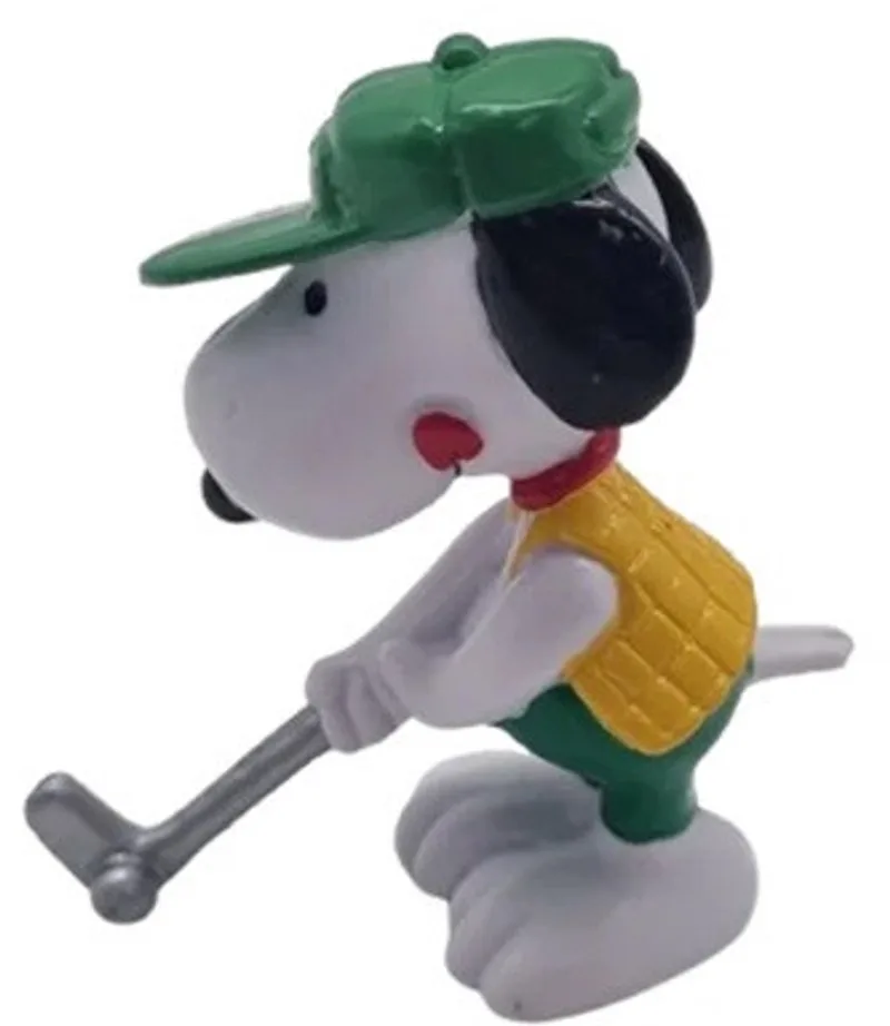 Golfer - Snoopy / Peanuts - speelfiguurtje en taarttopper - Schleich - ca. 7 cm von Schleich in Geel groen wit – Produktfoto