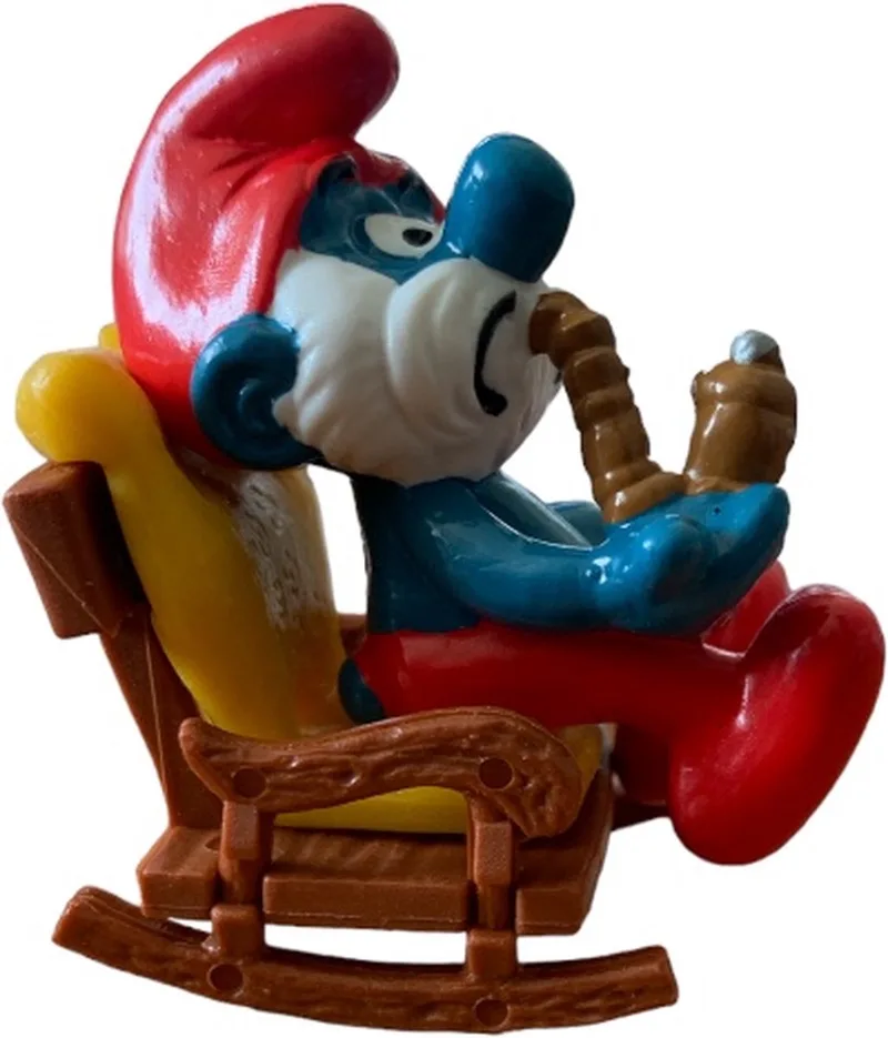 Grote smurf in Schommelstoel - Schleich smurf - 40228 - 6cm von Schleich in Rood blauw bruin – Produktfoto