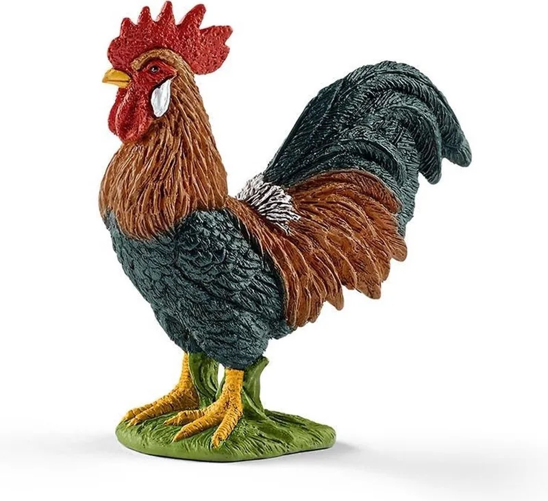 haan - Boerderijdieren - 6 cm fra Schleich i Rood bruin groen – produktbillede