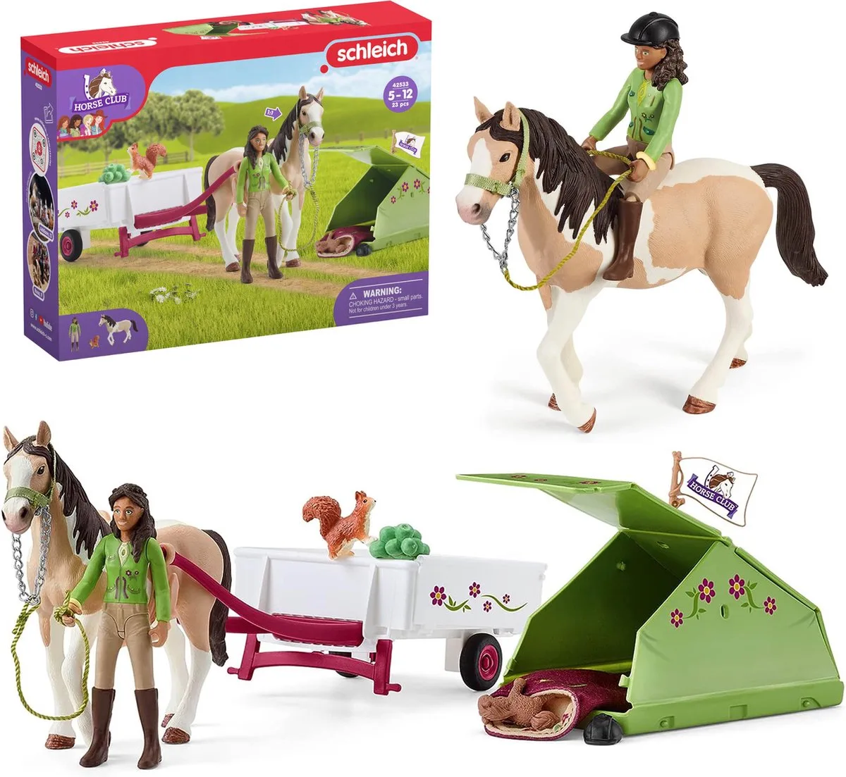Horse Club - Sara's Kampeertrip, Figuren voor Kinderen 5+ de Schleich en Multicolore – photo du produit