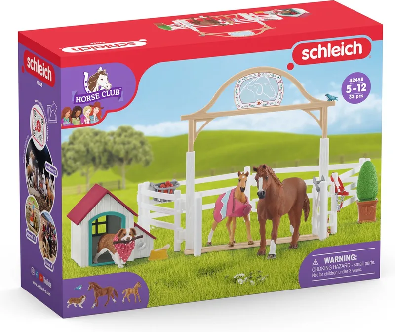 HORSE CLUB Speelfigurenset - Hannah's Gastpaarden en Hond Ruby - Kinderspeelgoed voor Jongens en Meisjes - 5 tot 12 jaar - 20 Onderdelen - 42458 by Schleich in Multi colour – product photo