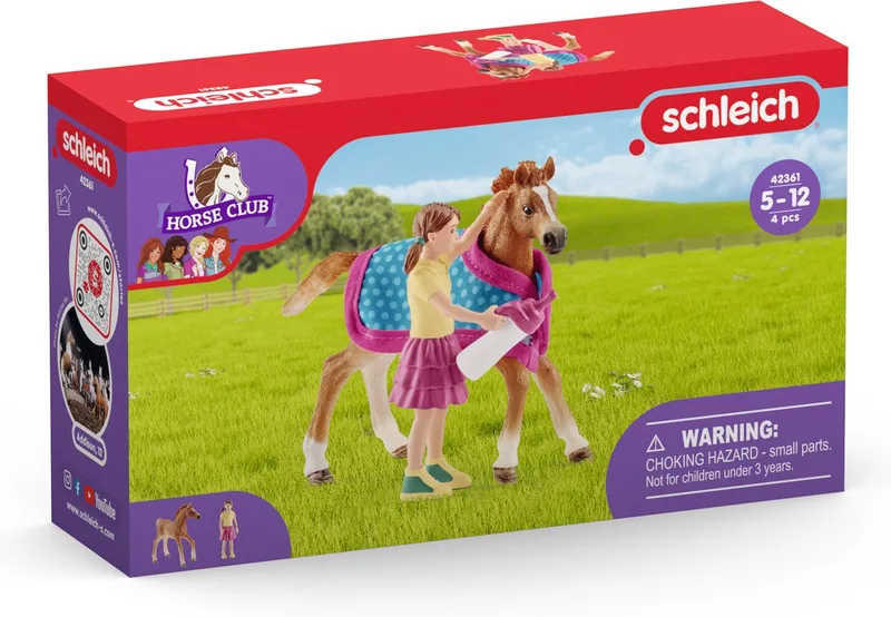 HORSE CLUB - Veulen met deken - Speelfiguur - Kinderspeelgoed voor Jongens en Meisjes - 5 tot 12 jaar - 42361 fra Schleich i Multikleur – produktbillede