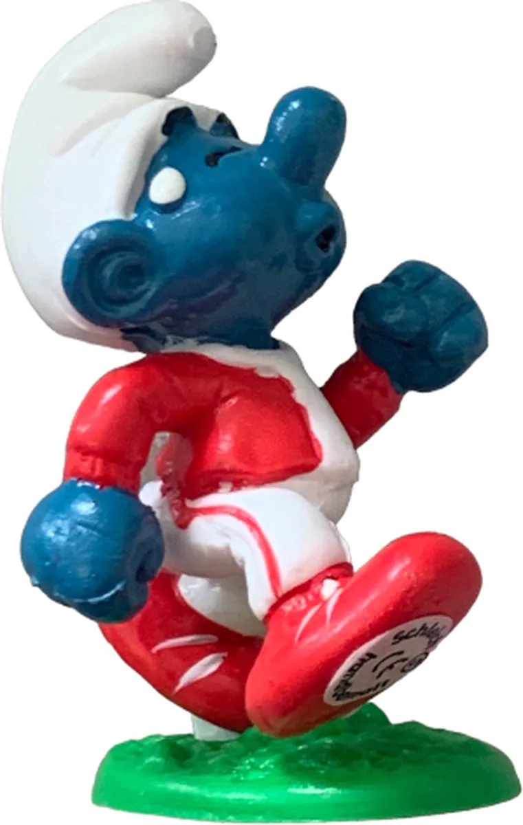 Joggende Smurf - in rode tenue - 20172 - rennend - 6 cm von Schleich in Groen rood wit blauw – Produktfoto