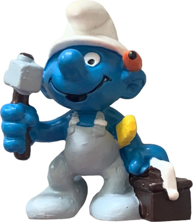Knutselsmurf met gereedschapskist - Schleich - De smurfen - Monteur/ handige - 20171 by Schleich in Grijs bruin blauw – product photo